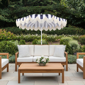 Mariner 6.5 ft. Classic Cottage Fringe Tassel Market Beach Umbrella